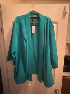 Catherines Black Label Teal Jacket Mid Arm Length Sleve 3X NWT Color 01627 - Picture 1 of 4