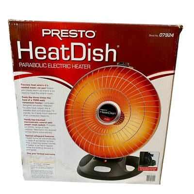 Presto Heat Dish Parabolic Electric Heater 120v AC 1000 Watts 07924 3x The Heat - Image 1 of 4
