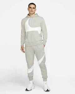 NEW NIKE AIR SWOOSH HOODY HOODIE TOP JACKET SWOOSH 90'S GREY FLEECE PULLOVER - Picture 1 of 9