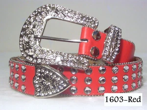 Chic & Sexy Western Rodeo Rhinestone Crystal Bling Belt RED Size SMALL - Picture 1 of 5