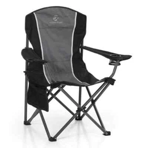 Oversized Foldable Black Camping Chair With Heavy-Duty Steel Frame - Picture 1 of 7