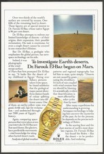 ROLEX - Dr. Farouk  El Baz Began on Mars - 1986 Vintage Nat Geo Print Ad