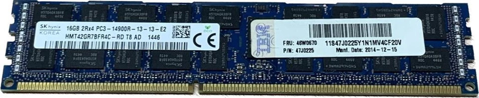 Genuine IBM/Lenovo 16Gb 2Rx4 PC3-14900R ECC DIMM Memory - 46W0670 47J0225 - Image 1 of 4