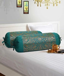 Bolster Cover Pillow Case Brocade Jacquard Traditional Couch Decor Art Yoga - Picture 1 of 7