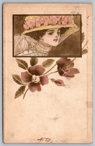 Postal floral de dama Greensburg PA cancelar 1910 historia amenazante/misteriosa - Imagen 1 de 2