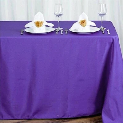 90x156-Inch PURPLE RECTANGULAR Polyester Tablecloths Reception Catering Wedding - Image 1 of 4