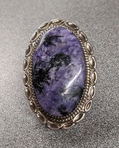 Sterling Silver & Charoite Vintage Navajo Ring Stamped Begay!! - Picture 1 of 9