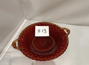 Vintage Mid Century Candy Dish Honeycomb Handled 7" Indiana Glass Red Bowl - Picture 1 of 5
