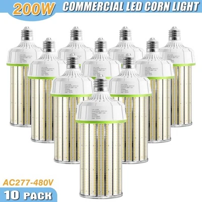 10PCS 480V 200W LED Corn Light Bulbs Industrial Warehouse Commercial Lamp Indoor - Image 1 of 4