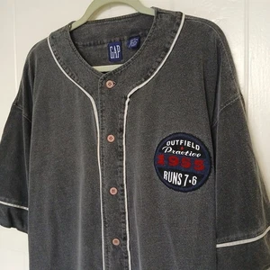 Vintage GAP Baseball Jersey Button Up Shirt Outfield Practice 1955 Mens Medium  - Picture 1 of 14