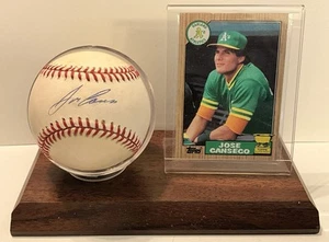 Jose Canseco Signed Bobby Brown Baseball - 1987 Card + 2003 Game Used Bat Card. - Picture 1 of 2