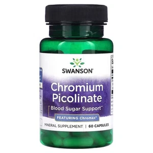 CHROMIUM PICOLINATE 60 Capsules 200 mcg SWANSON Blood Sugar Support - Picture 1 of 2