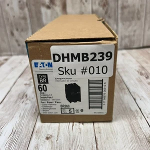 NEW BOX OF 5 EATON CUTLER-HAMMER TYPE BR BR260 2 POLE 60A/AMP CIRCUIT BREAKER - Picture 1 of 3