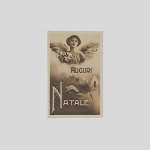 Cartolina augurale d'epoca virata in seppia Angelo Donna Natale VG 1928 - Picture 1 of 2