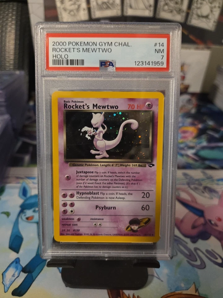 Pokémon TCG Rockets Mewtwo Gym Challenge Holo Card 14/132 PSA 7 - Image 1 of 2