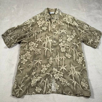Half Moon Bay Mens Size L Olive Green Short Sleeve Hawaiian Button Down Shirt - Image 1 of 4