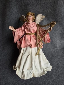 De colección. R.O.C. Taiwán Papel Maché Rosa/Crema ÁNGEL Adorno de Navidad/Topper de Árbol 9" - Imagen 1 de 4