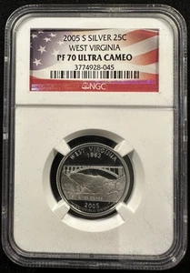 West Virginia 2005-S 25c State Quarter Silver Proof NGC PF 70 Ultra Cameo - Picture 1 of 2