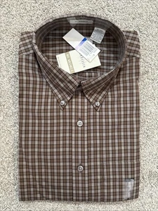 Van Heusen Men's XL 17-17 1/2 Brown Plaid Long Sleeve Button Down Shirt - Picture 1 of 10