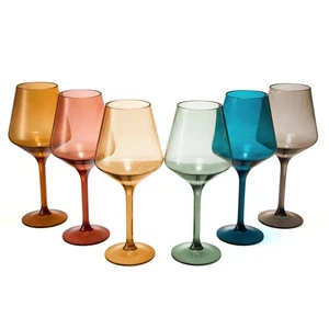 Bicchieri da Vino Stile Europeo Plastica Cristallo, Stelo | Set di 6 | Acrilico Tri... - Foto 1 di 9