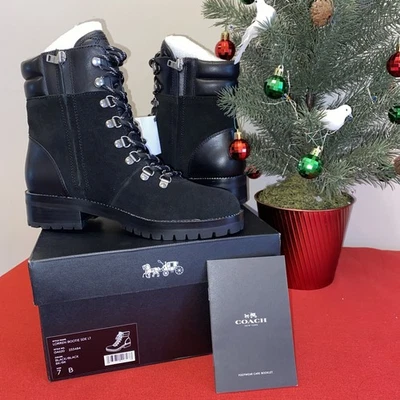 Coach Vintage Black Lace up Lorren Combat Boots Suede G4620 NIB Sz 7B - Image 1 of 4