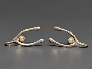 Vintage Sterling Silver Wishbone Earrings - Picture 1 of 21
