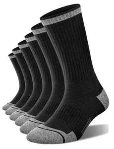 6 Pack Men's Athletic Moisture Wicking Crew Socks Cushioned X-Large Black*6 - Picture 1 of 7