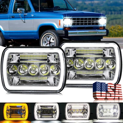 Par de faros LED de haz alto/bajo DRL sellados para Ford Bronco II 1984-1998 5x7" 7x6" Foto 1 de 4