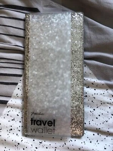 Silver Glitter Travel Wallet - Holiday, Passport, Money Bank Card Holder Sparkly - Picture 1 of 7