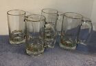 (4) Vintage Libbey LTS3 Christmas Beer Mugs Red Ribbon Holly Berry
