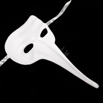 Men's Zanni Nasone Grezzo Venetian Long Nose Unpainted Masquerade Mask [White] - Image 1 of 4