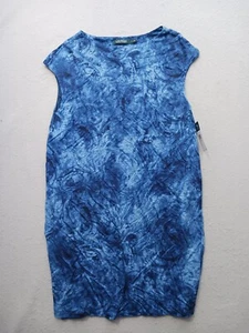 Lauren RL Shift Dress 1X Blue Paisley Cap Sleeve Casual Plus Size - Picture 1 of 11