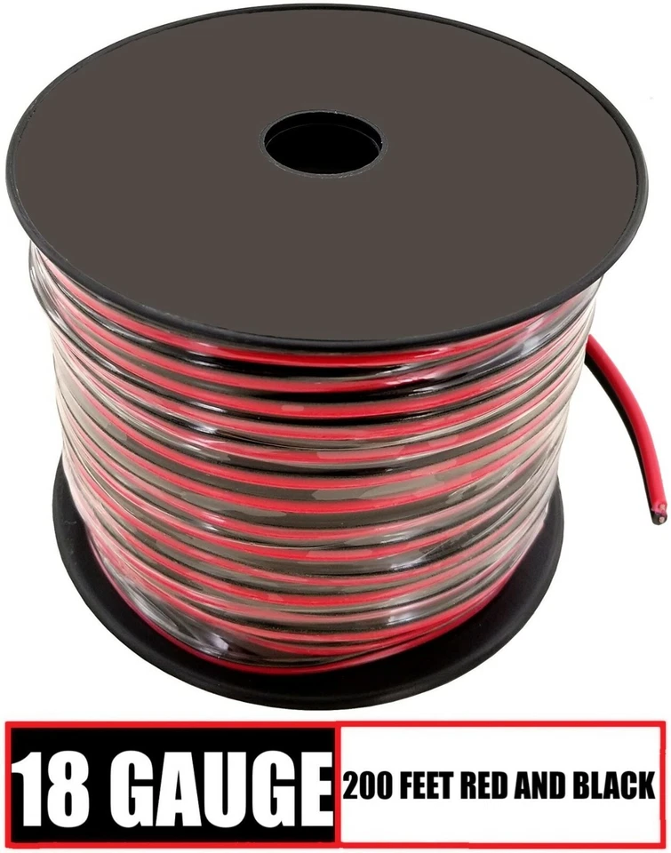 Cable de altavoz calibre 18 subwoofer cremallera cable de alimentación CCA - 200 pies rojo y negro Foto 1 de 4