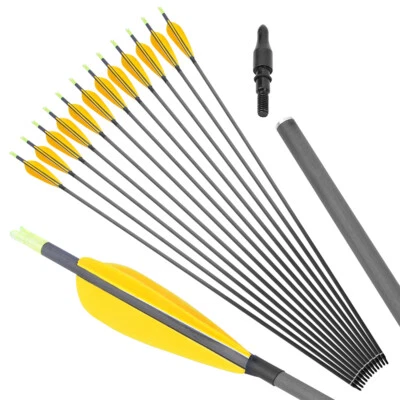 30" Pure Carbon Arrow Feather Spine 600 Archery Compound Bow Recurve Bow Hunting - Image 1 of 4