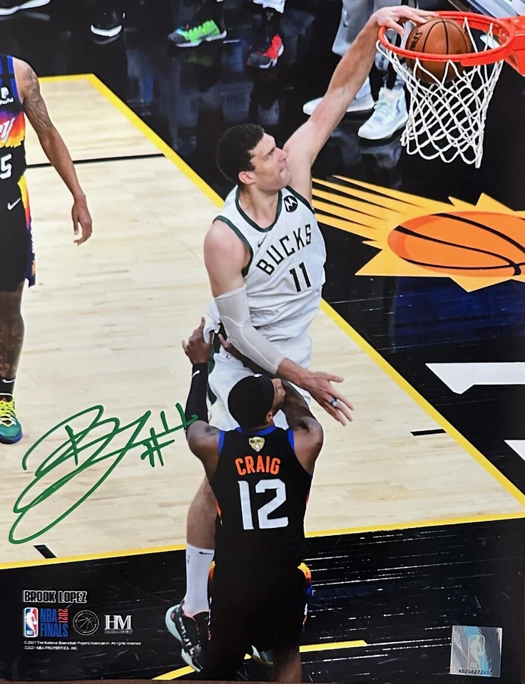 MIlw. Foto firmada 8x10 del campeón de la NBA Brook Lopez de los Bucks 2021 #5 AUTO Foto 1 de 1