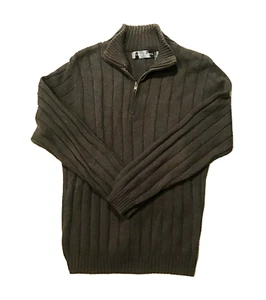 Oscar de la Renta Herren 1/4 Zip braun Pullover Zopfmuster Pulli Größe M - Bild 1 von 5