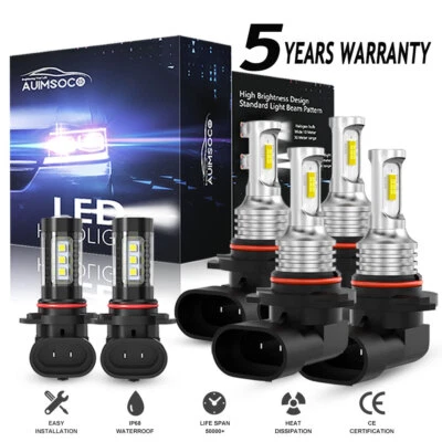 For Jeep Grand Cherokee 2005 2006 2007 2008 2009 2010 LED Headlights + Fog Bulbs - Image 1 of 4