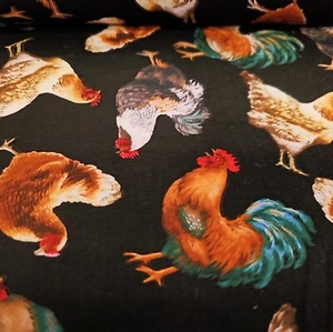 Hens Cotton Fabric Timeless On The Farm Rooster By the Yard   - Picture 1 of 2