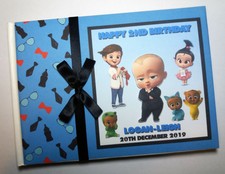 Personalised Boss Baby boys birthday guest book, album, gift
