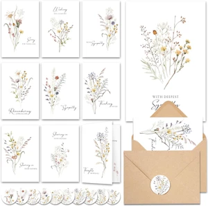 20 Pcs Sympathy Cards with Envelopes and Thoughtful Messages (4"x6") - Wildflowe - Picture 1 of 12