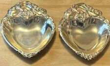 2 Antique Silver Plate Etched Heart Shaped Dishes - Raimond Brand - From Japan