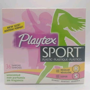 Playtex Sport Tampons 18 Super Absorbency & 18 Regular / Unscented, Plastic NOS - Picture 1 of 4