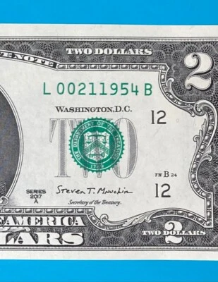 February 1, 1954 / 2 January 1954 L 00211954 B BIRTHDAY Note $2 Two Dollar Bill - Image 1 of 3