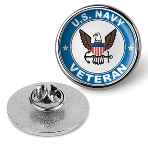 U.S. Navy Veteran Tie Tac, Hat Pin, Badge, Military Emblem Lapel Pin - Silver - Picture 1 of 3