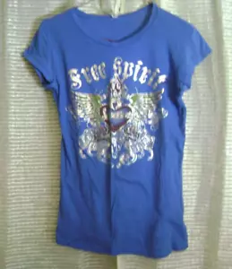 MAX LOVE ROYAL BLAU ""FREE SPIRIT"" XL DAMEN KURZARM T-SHIRT, TOP/BLUSE - Bild 1 von 5