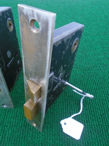 CORBIN #1365 1/2 MORTISE LOCK w/KEY, 6 1/8" BRASS FACE w/KEY, RESTORED (18576) Cover