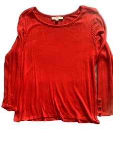 Loft Plus Women's Sweater Long Sleeve 16/18 Red Button Sleeve Small Hole - Picture 1 of 7