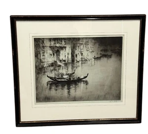 Sydney Litten Musicians at Venice Signed Framed Etching 21" x 18" - Picture 1 of 9