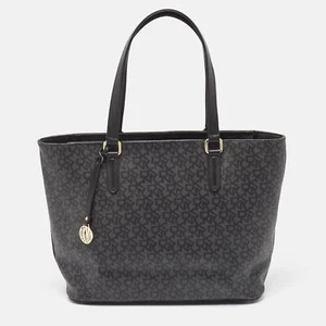 Dkny Black Monogram Coated Canvas and Leather Top Zip Tote - Picture 1 of 10