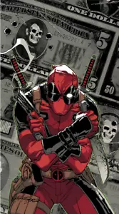 Toalla de playa de gran tamaño Deadpool On The Money de Marvel 40"" x 72"" adolescentes adultos - Imagen 1 de 2